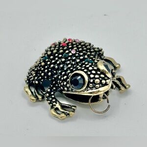Explorer by Traditions Frog Pendant Multicolor Rhinestone Jewelry No Necklace 2"